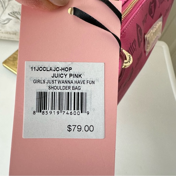 NWT Juicy Couture Girls Just Want to Have Fun Juicy Pink Shoulder Bag - Picture 9 of 11